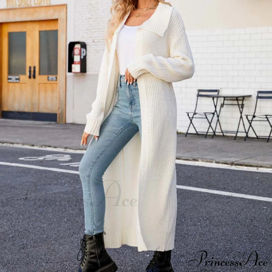 Long Colour Solid Cardigan Coats