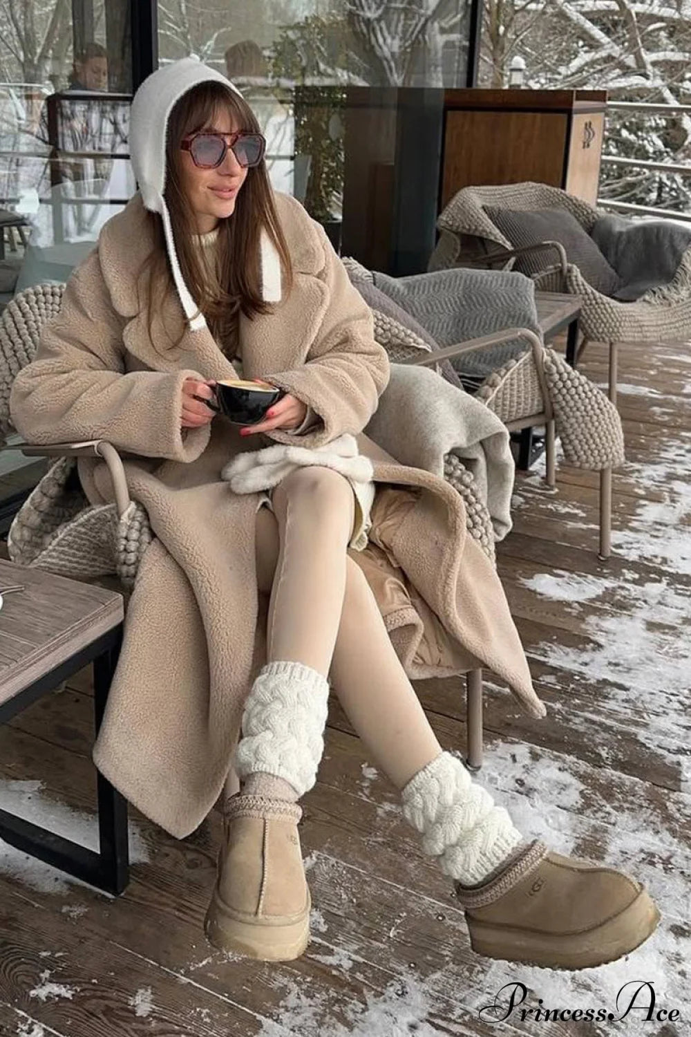 Long Fleece Sherpa Warm Fuzzy Overcoat