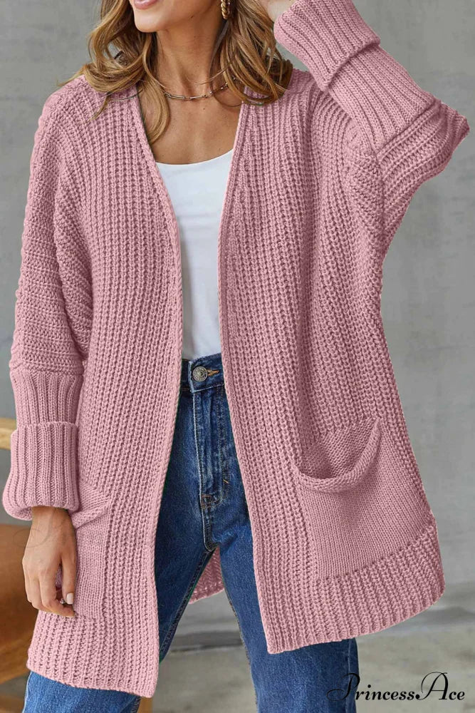 Long Open Front Cardigan Pink / S Cardigans