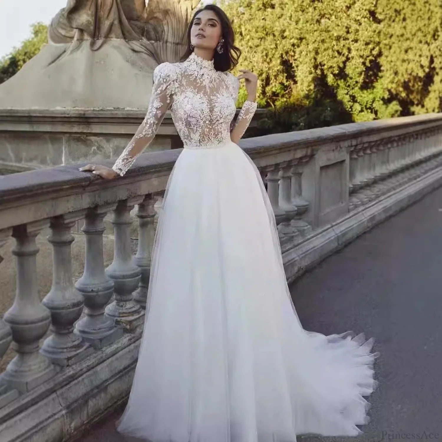 Long Sleeve French Princess Wedding Dress weddingdress-250223