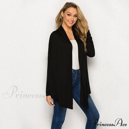 Long Sleeve Loose Irregular Hem Cardigan