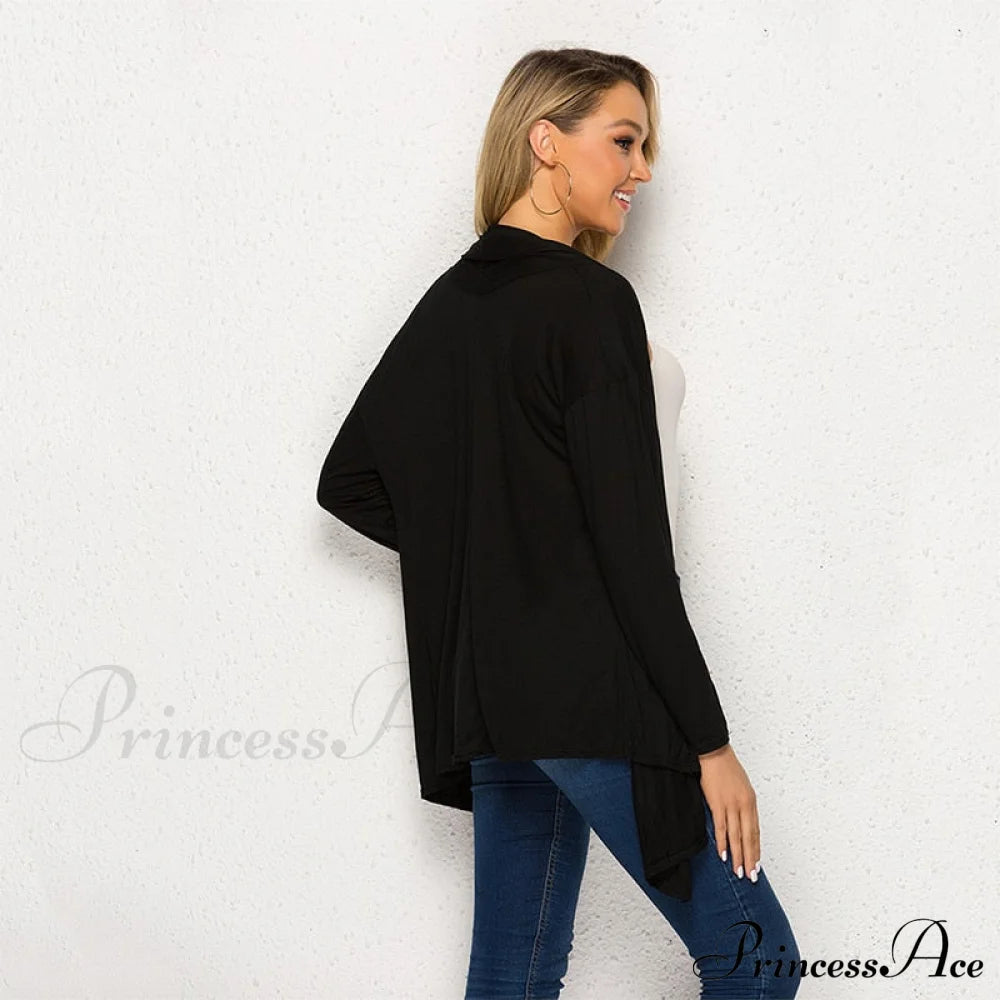 Long Sleeve Loose Irregular Hem Cardigan