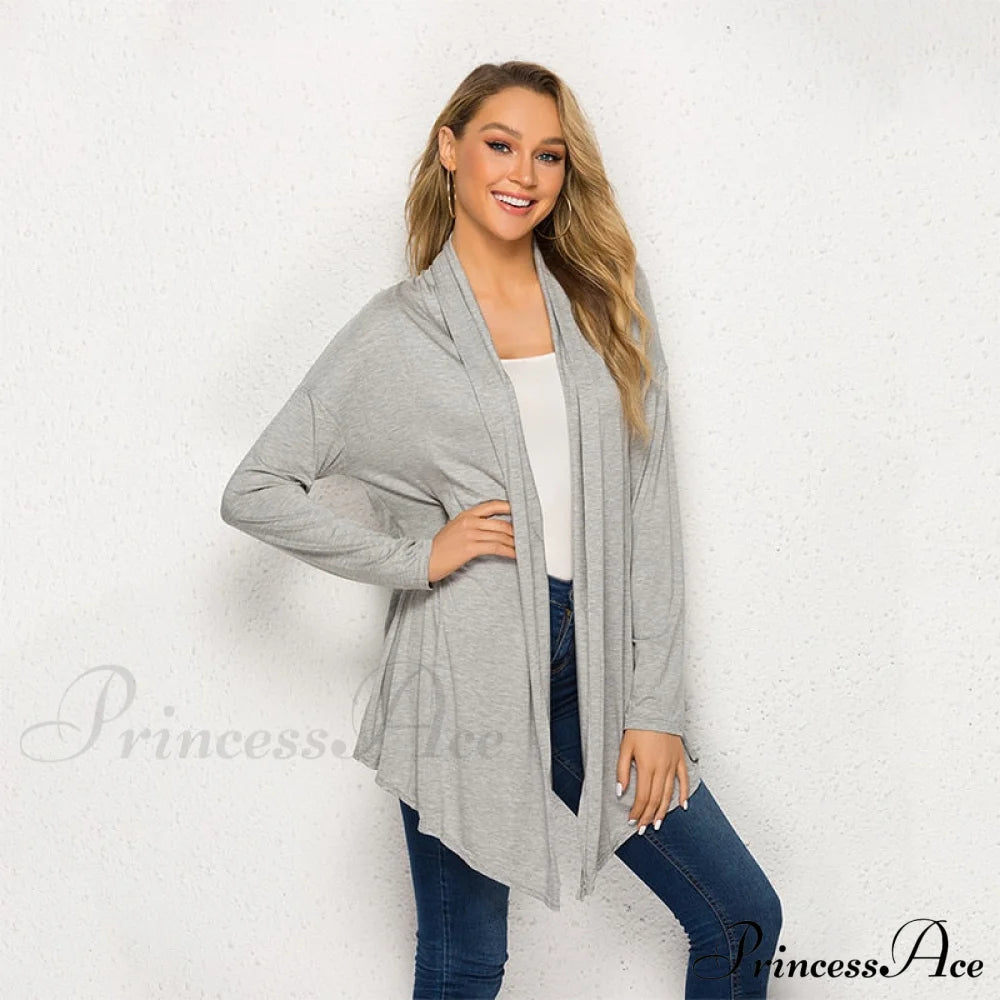 Long Sleeve Loose Irregular Hem Cardigan