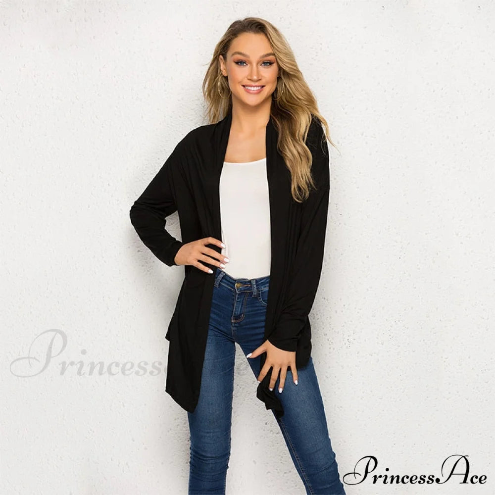 Long Sleeve Loose Irregular Hem Cardigan