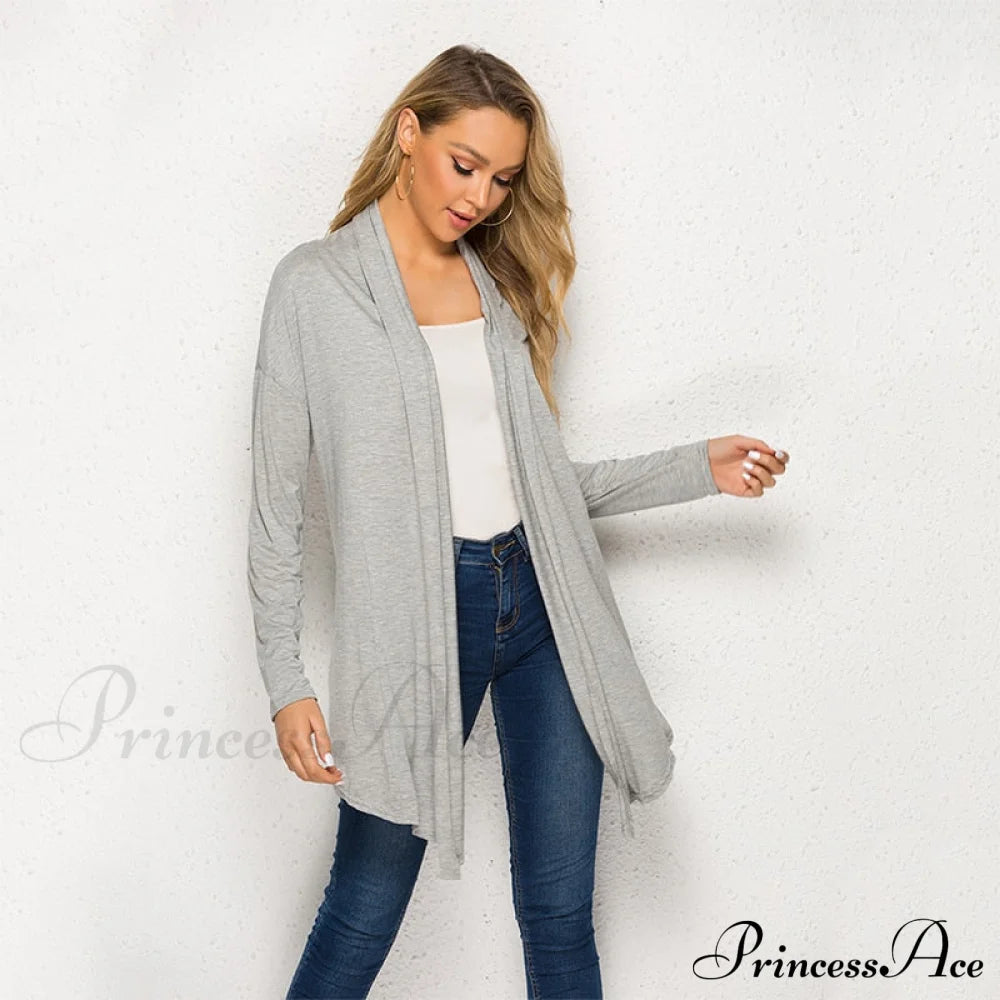 Long Sleeve Loose Irregular Hem Cardigan