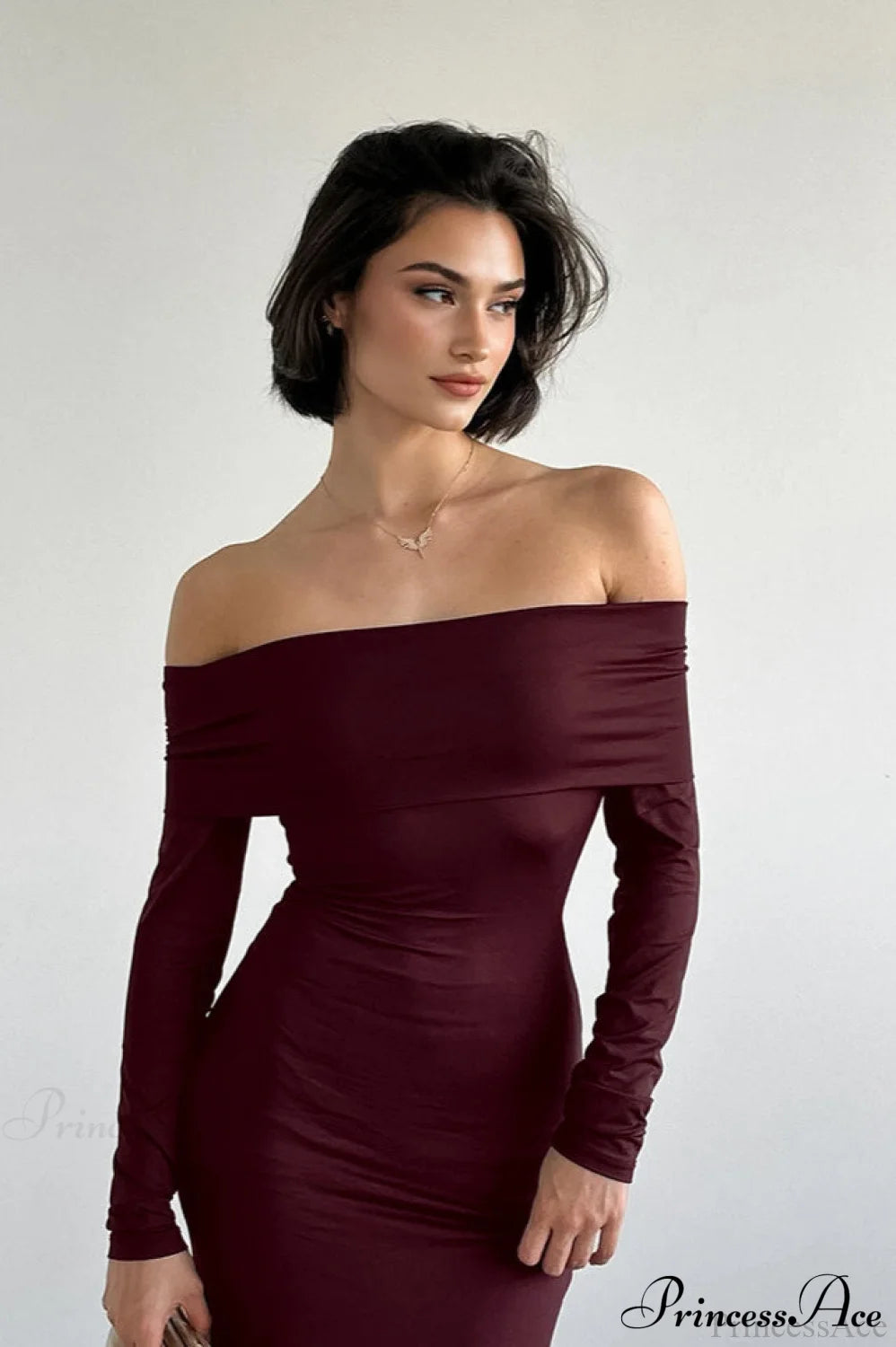 Long Sleeve Off Shoulder Sexy Bodycon Maxi Dress