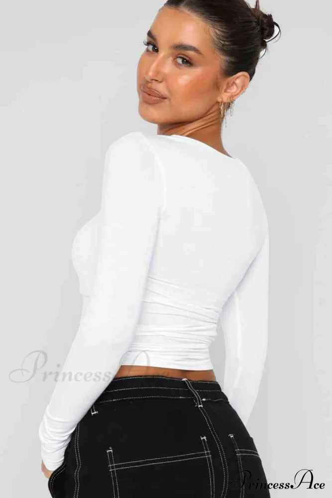 Long-Sleeve Round With Top Bodycon Neck