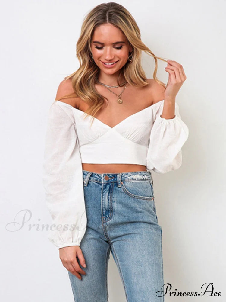 Women's navel long -sleeved strap tied V -neck short tube Crop top White clothes crop top crop tops cropped cropped top croptop long sleeve shirt long sleeve shirts long sleeve top long sleeve tops shirt shirts top tops