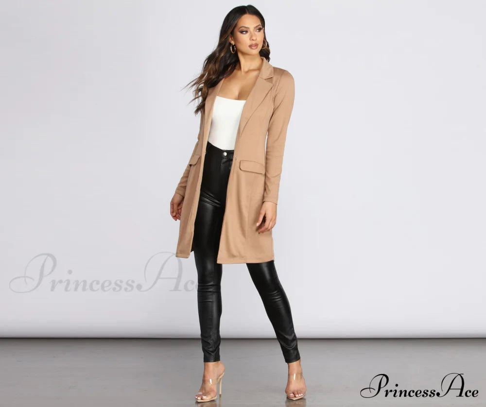 Longline Blazer For Boss Babes Casual Woven Jackets