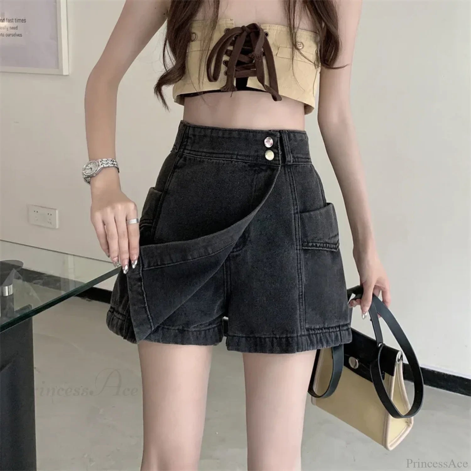 Loose Denim Pants Style Skirt