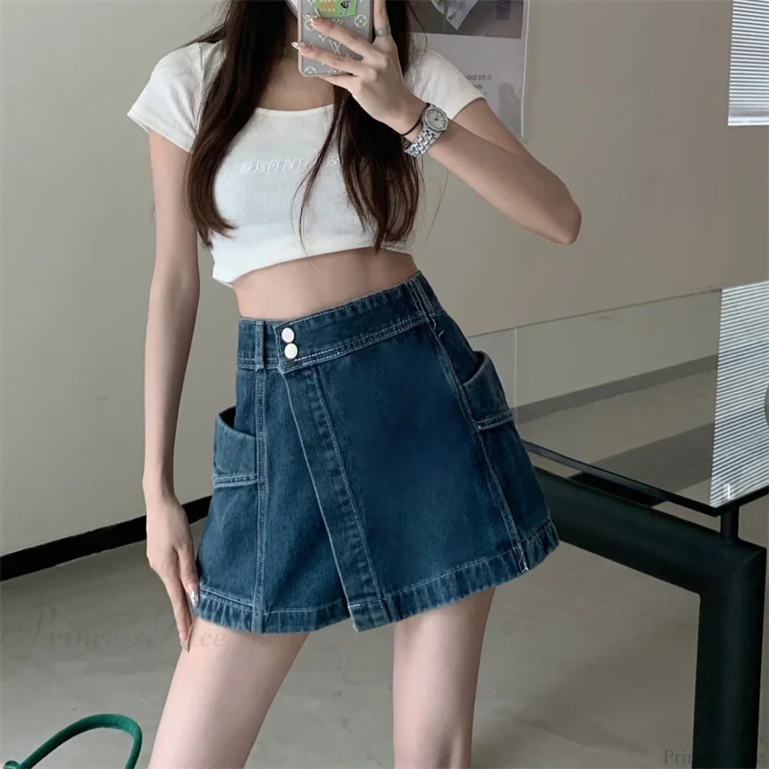 Loose Denim Pants Style Skirt