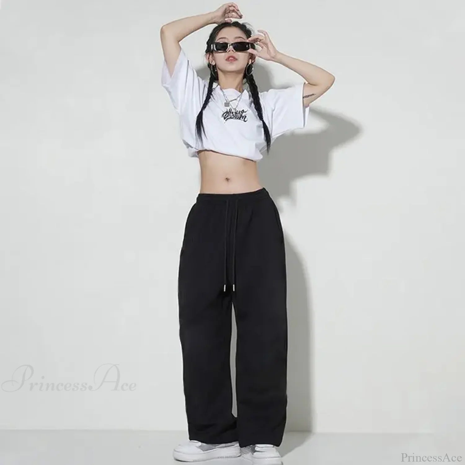 Loose Hip Hop Letter Dance Pants Black / S (38-45KG)