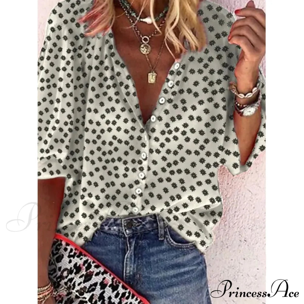 Loose Leopard Print Blouses 11 / S