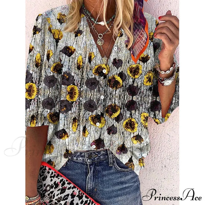 Loose Leopard Print Blouses 7 / S