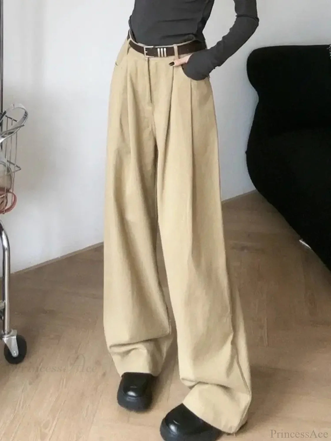 Loose Office Ladies Suit Pants Women beige / M