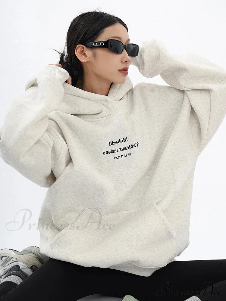 Loose Oversized Long Sleeve Fashion Comfortable Hoodie Sweatshirts & Hoodies-L