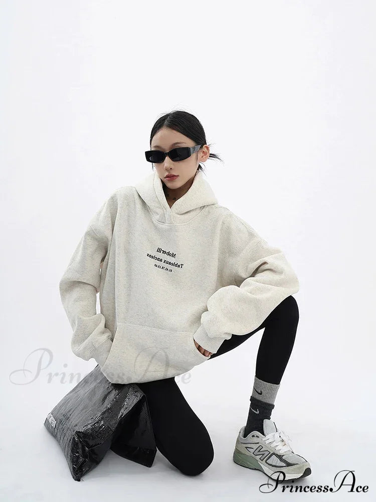 Loose Oversized Long Sleeve Fashion Comfortable Hoodie Sweatshirts & Hoodies-L