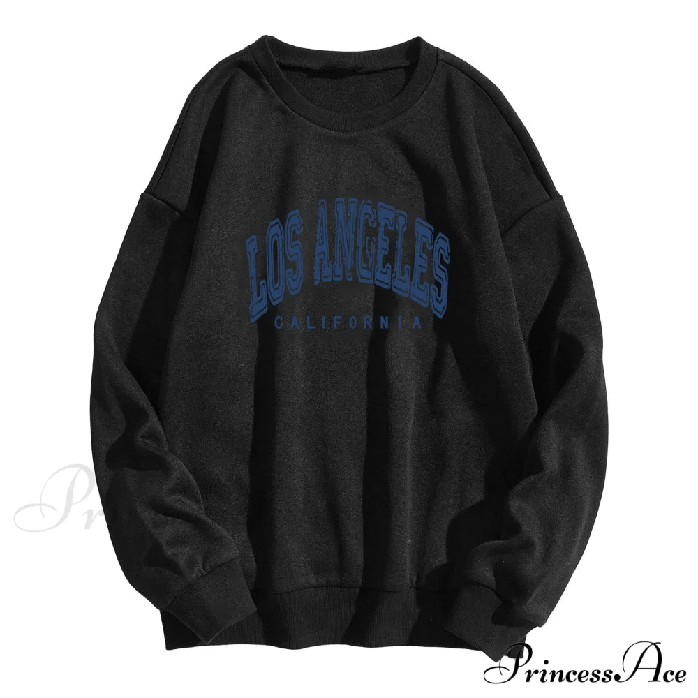 Los Angeles Letter Print Brown Hoody Pullover