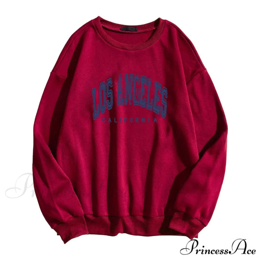 Los Angeles Letter Print Brown Hoody Pullover