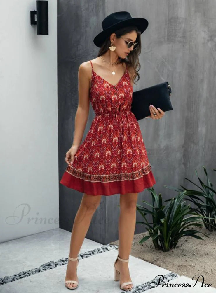 Lossky Summer Women’s Cotton Mini Sundress With Button Detail S / Pruple Dresses
