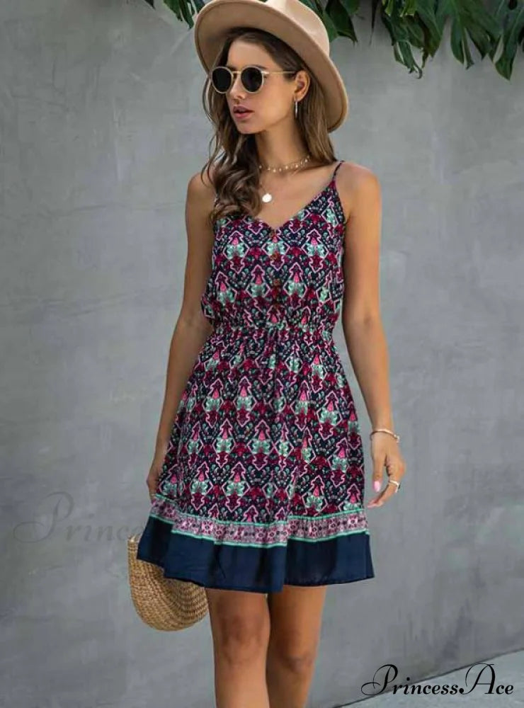 Lossky Summer Women’s Cotton Mini Sundress With Button Detail S / Red Dresses