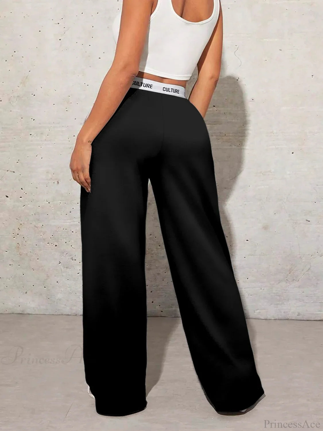 Love Print Casual Wide Leg Pants