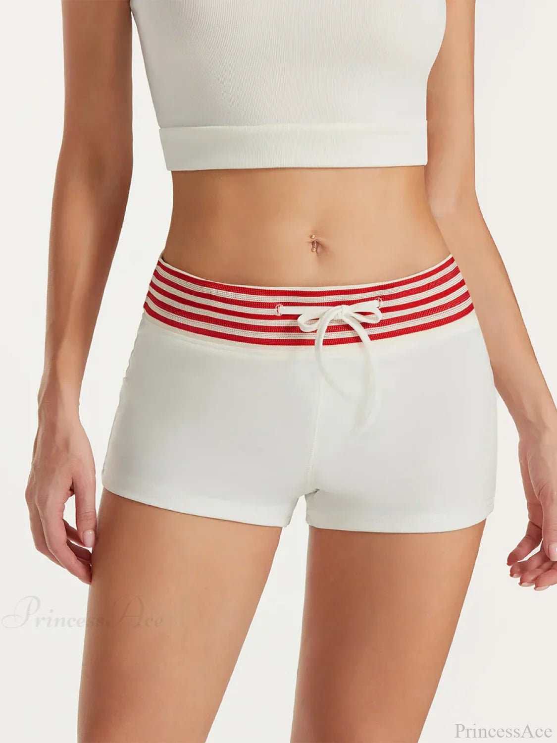 Low Rise Striped Drawstring Short short-250223