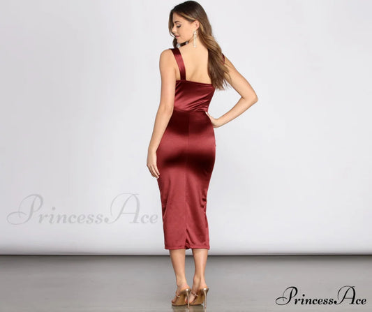 Lucia Side Stylish Slit Satin Dress S.o. Short Dresses