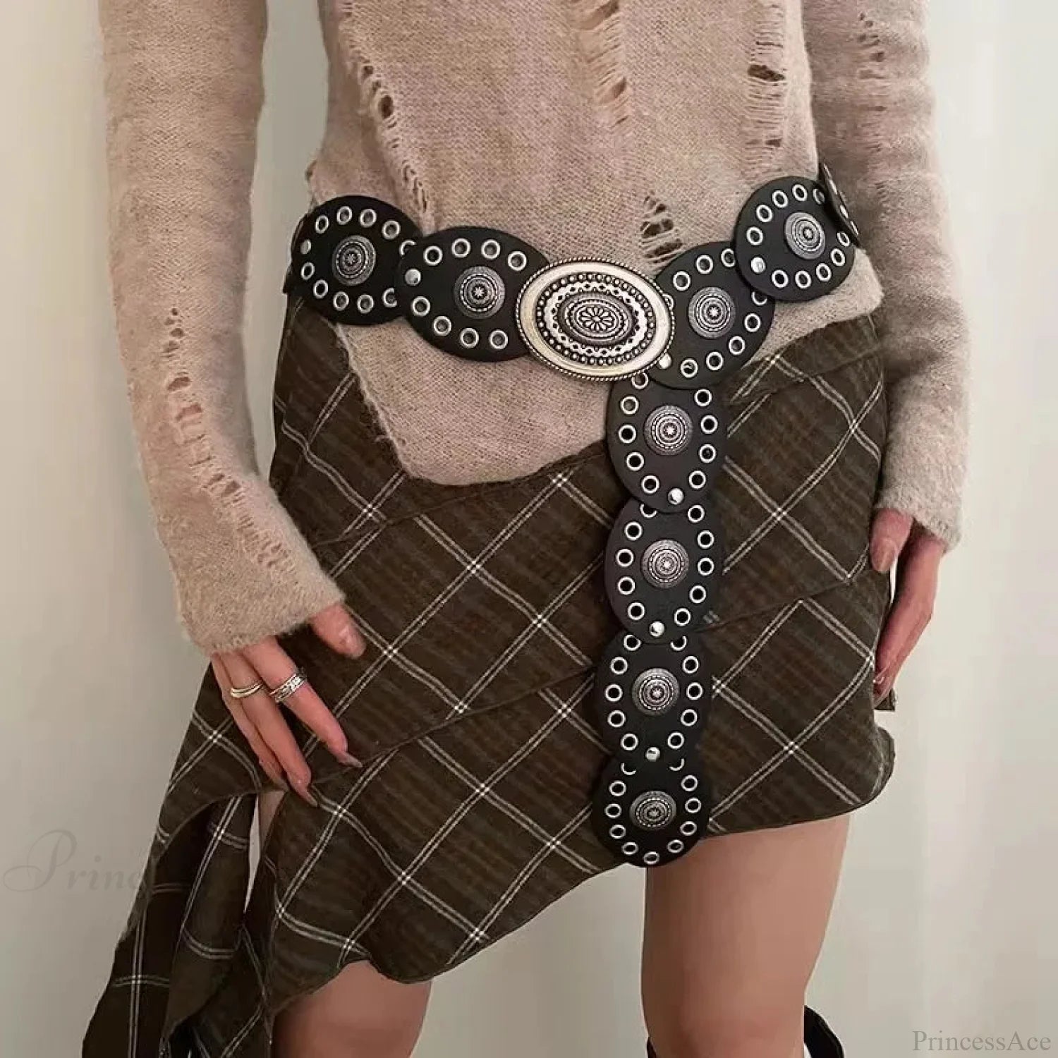 Luxurious Gothic Antique Western Belt Black / 100cm