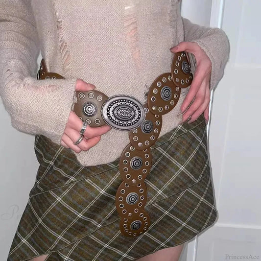 Luxurious Gothic Antique Western Belt light brown / 100cm