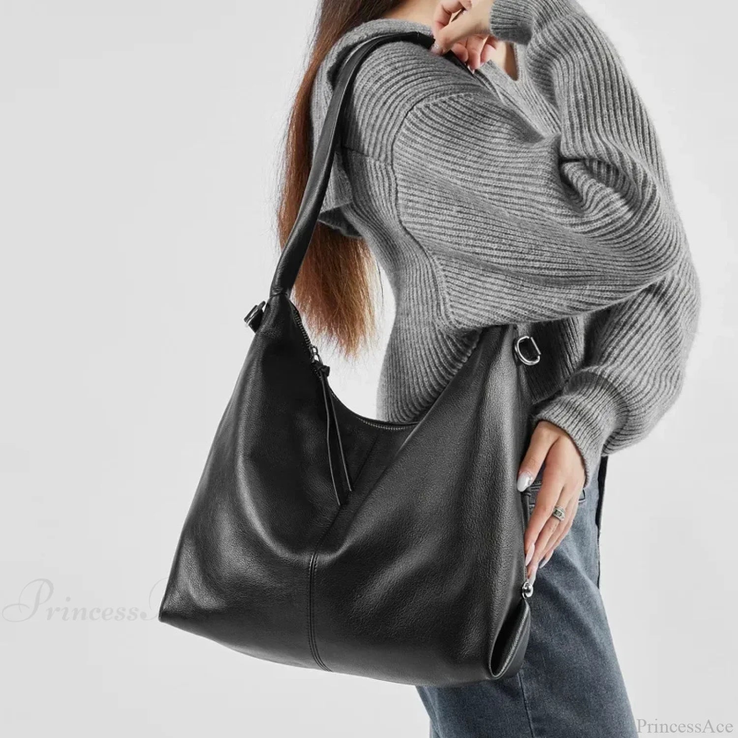 Luxury Genuine Leather Large Hobo Shoulder Bag shoulder-250126