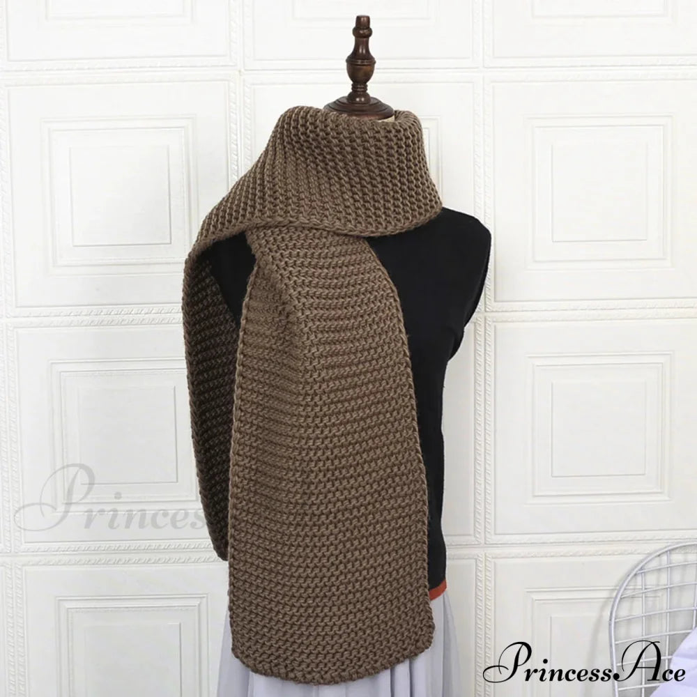 Luxury Plaid Cashmere Long Bandana Pashmina Scarf For Women Dark Brown Scarfs-L