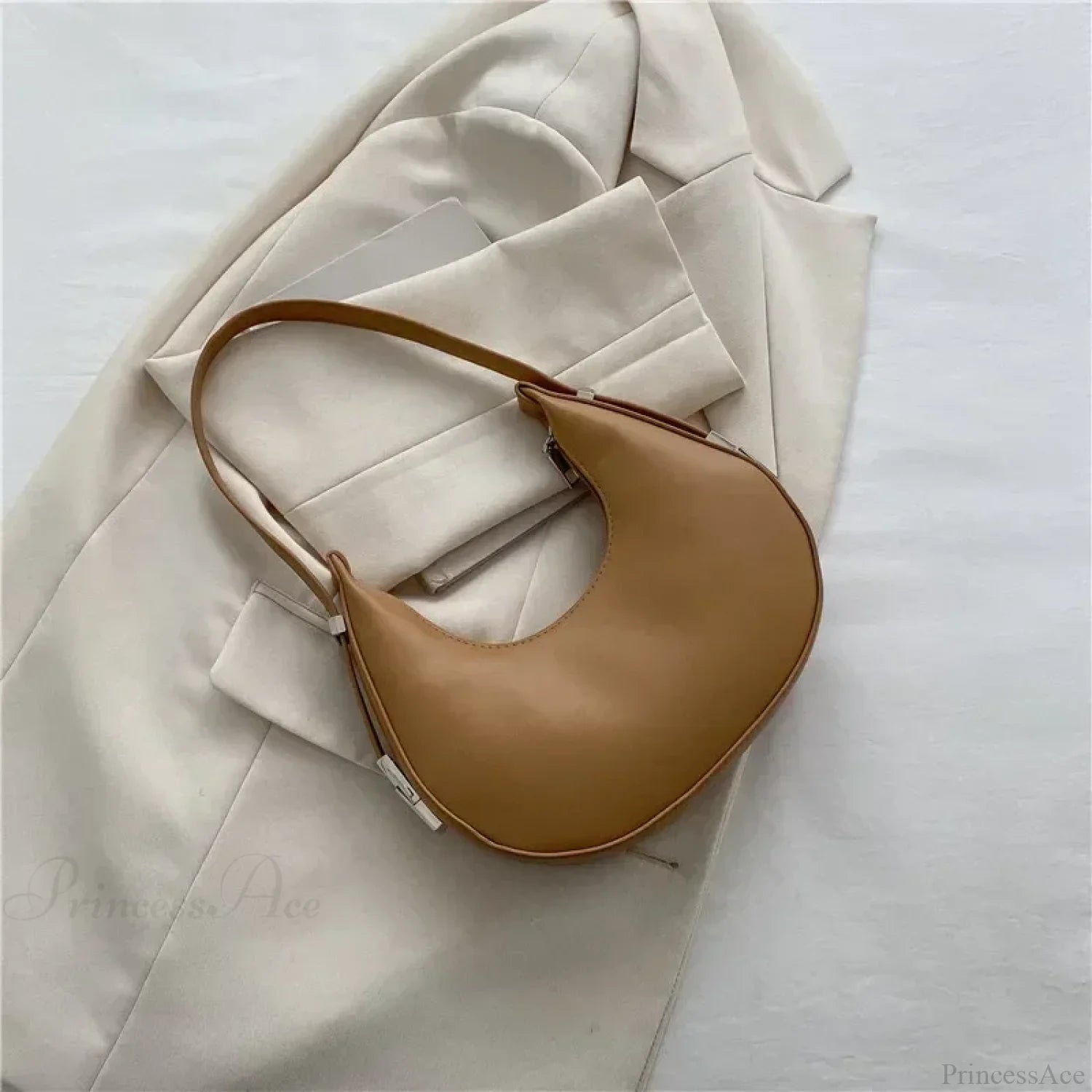 Luxury PU Leather Small Shoulder Clutch Bag Khaki shoulder-250126