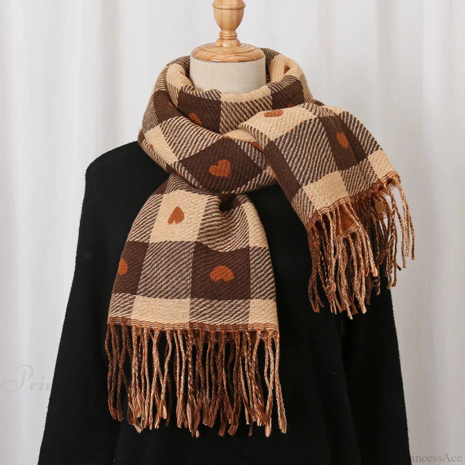 Luxury Winter Cashmere Pashmina Blanket Scarf For Women Brown Scarfs-L