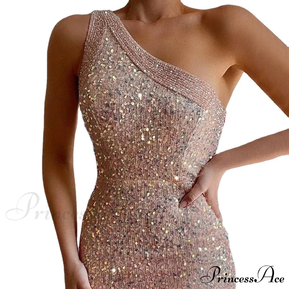 Lyla Formal One Charming Shoulder Sequin Dress S.o. Long Dresses