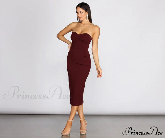 Lyla Formal Crepe Midi Dress - Lady Occasions