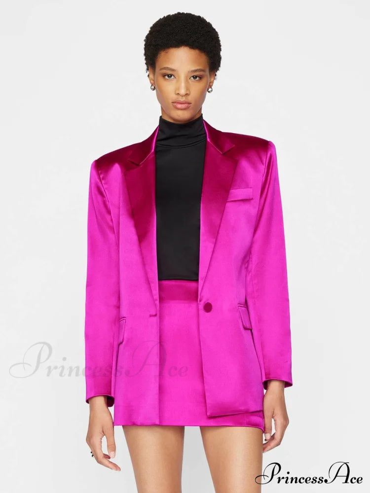 Magenta Blazer Stylish And Pants Set 16 Days / 4 S Pink
