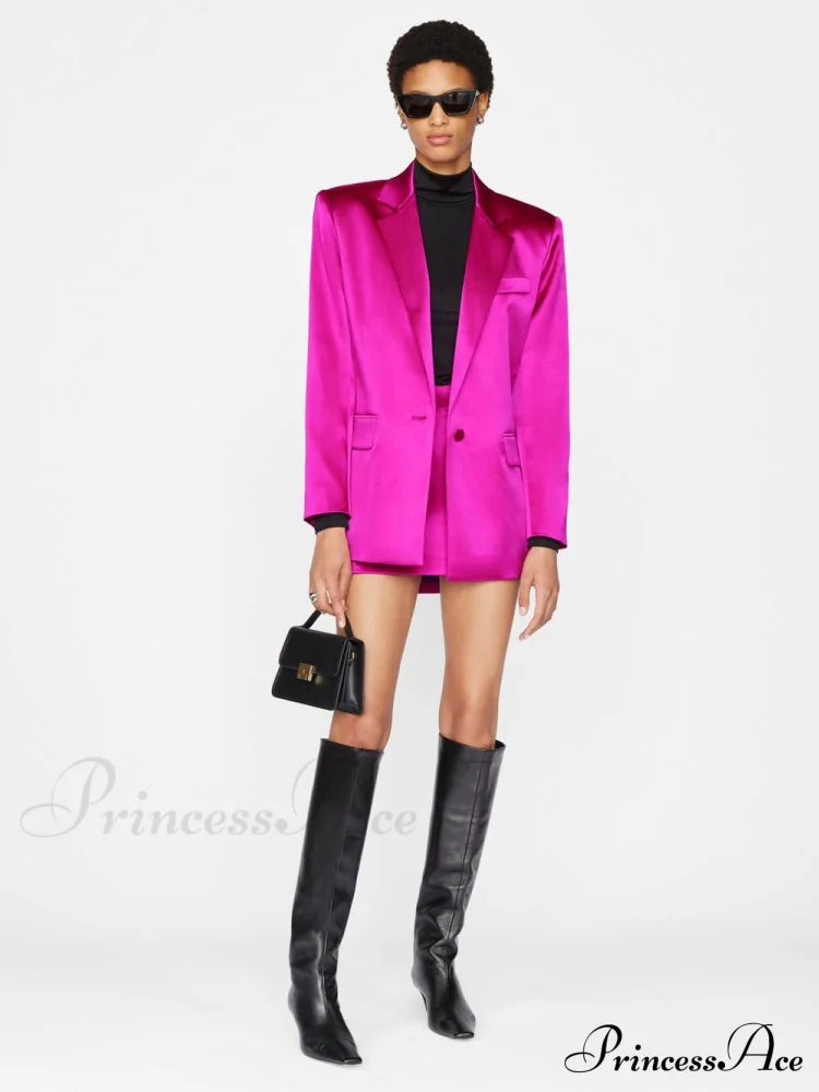 Magenta Blazer Stylish And Pants Set