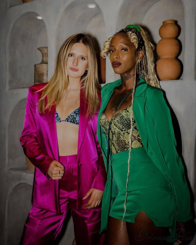 Magenta Blazer Stylish And Pants Set 8 Days / 4 S Pink