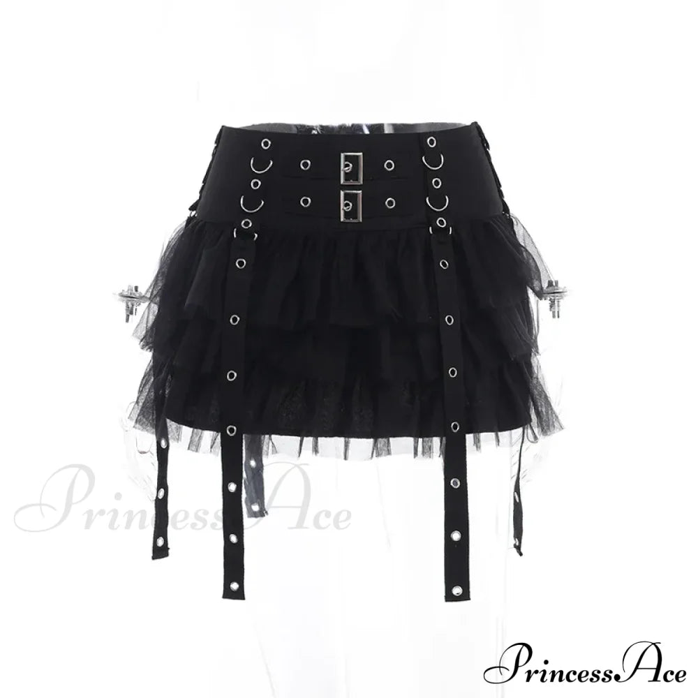 Mall Goth Black Pleated Mini With Chain Women’s High Waisted Tennis Fairy Grunge Aesthetic E Girl