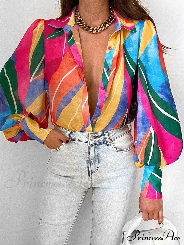 Malyna Blouse 06 Colorful / S Tops & Blouses