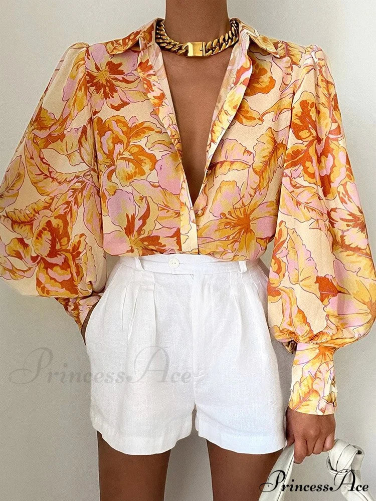 Malyna Blouse Yellow Flowers / S Tops & Blouses