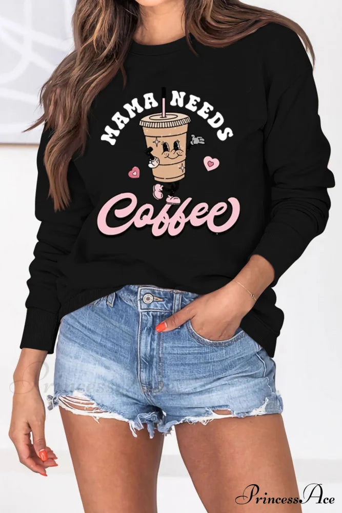 Mama Coffee Graphic Sweatshirt Black / S Sweatshirts