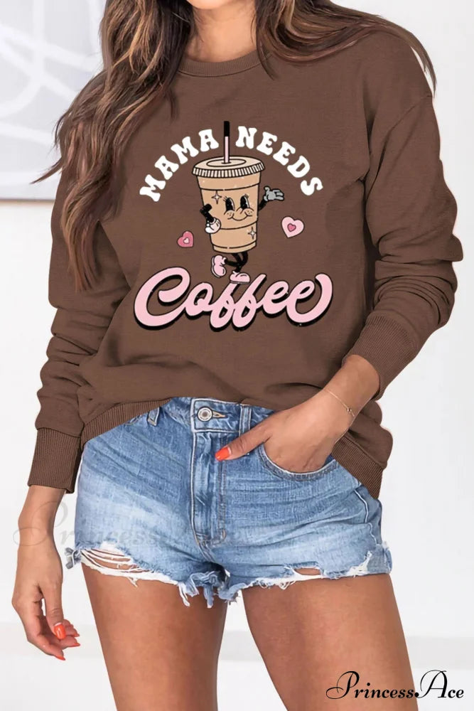 Mama Coffee Graphic Sweatshirt Brown / S Sweatshirts