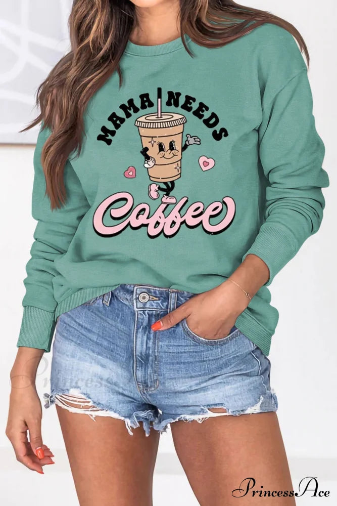 Mama Coffee Graphic Sweatshirt Green / S Sweatshirts