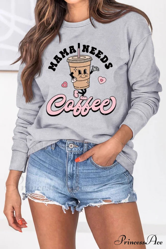 Mama Coffee Graphic Sweatshirt Grey / S Sweatshirts