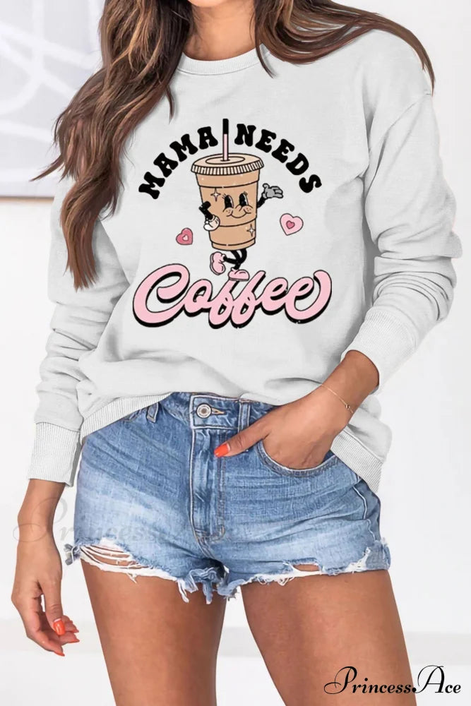 Mama Coffee Graphic Sweatshirt White / S Sweatshirts