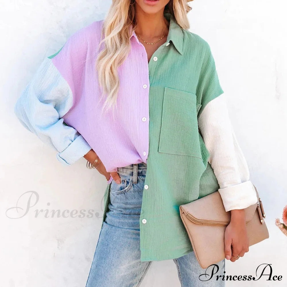 Marly Blouse Green Pink / S Tops & Blouses