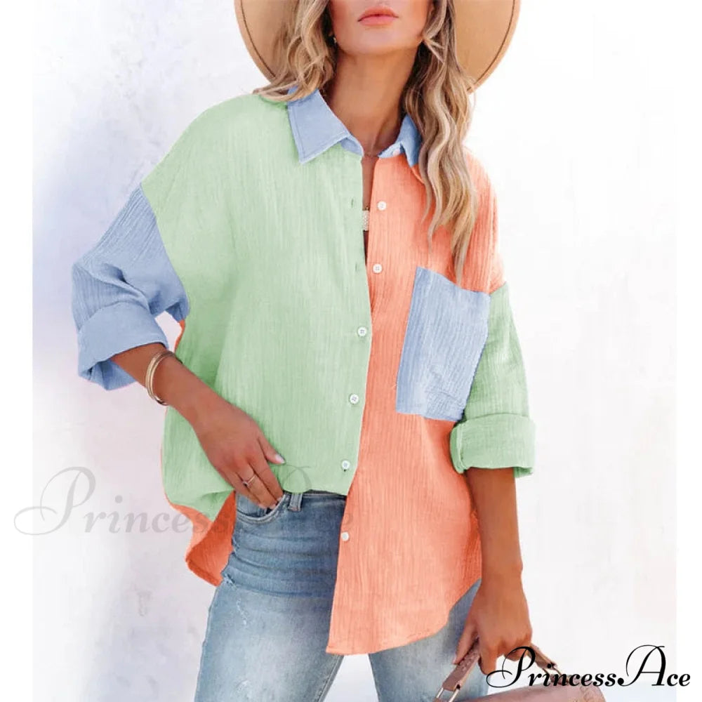 Marly Blouse Orange Green / S Tops & Blouses