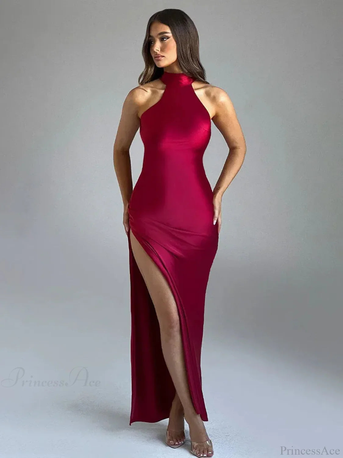 Maxi Long Vacation Dress Women Halter Red / S vacationdress-250223